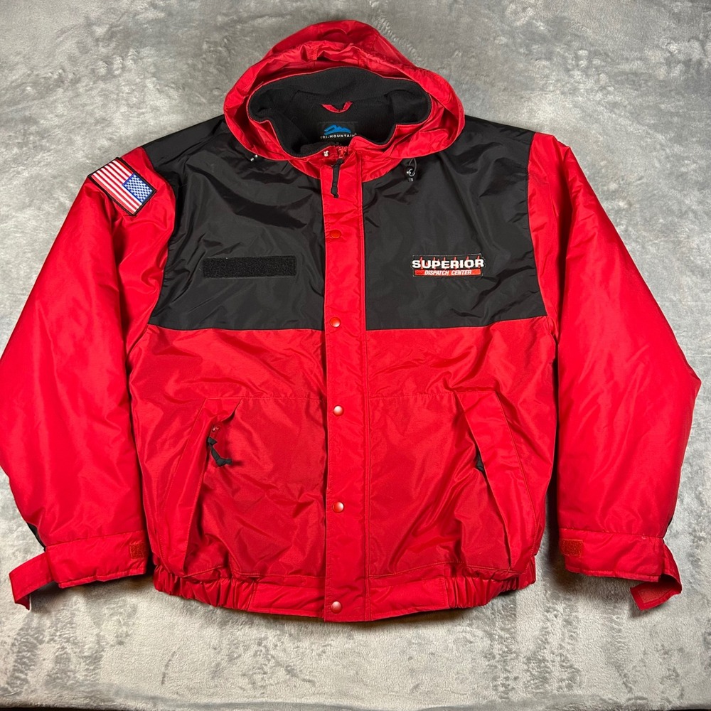 Tri-Mountain Superior Dispatch Center Jacket Mens XL Red Black Fleece Lined Hood